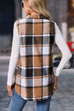 Women’s Straw Yellow Retro Plaid Button up Collared Vest | Zarnesh