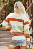 Women's Stripe Colorblock Crewneck Drop Shoulder Sweater | Zarnesh
