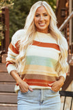 Women's Stripe Colorblock Crewneck Drop Shoulder Sweater | Zarnesh