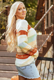 Women's Stripe Colorblock Crewneck Drop Shoulder Sweater | Zarnesh