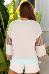 Women's Stripe Colorblock Drop Shoulder Sweatshirt | Zarnesh