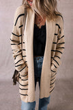 Women’s Stripe Shawl Neckline Open Cardigan with Pockets | Zarnesh