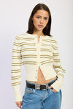 Women’s Striped Cropped Button-Down Cardigan | Zarnesh