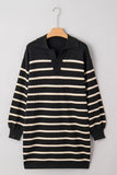 Women’s Striped Sweater Puff Sleeve Collared Mini Dress | Zarnesh