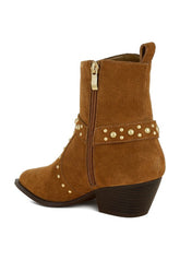 Women's Studded Real Suede Leather Ankle Boots | Zarnesh