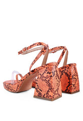 Women's Such Flirt Snake Pattern Block Heeled Sandals | Zarnesh