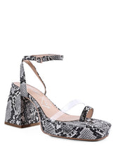 Women's Such Flirt Snake Pattern Block Heeled Sandals | Zarnesh