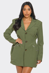 Women’s Tailored Button Front Blazer Dress Jacket | Zarnesh
