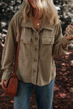Women’s Textured Corduroy Button-Up Pocketed Shacket | Zarnesh