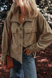 Women’s Textured Corduroy Button-Up Pocketed Shacket | Zarnesh