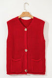 Women's Textured Solid Buttoned Side Pocket Vest Sweater | Zarnesh