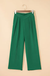 Women’s Textured Solid Waist Crossed Wide Leg Pants | Zarnesh