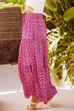 Women’s Tiered Paisley Ruffle A-Line Pocketed Maxi Skirt | Zarnesh