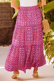 Women’s Tiered Paisley Ruffle A-Line Pocketed Maxi Skirt | Zarnesh
