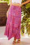 Women’s Tiered Paisley Ruffle A-Line Pocketed Maxi Skirt | Zarnesh