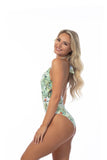 Women’s Tropical Print One-Piece V-Neck Halter Swimsuit | Zarnesh