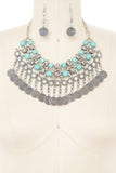 Women’s Turquoise Beaded Statement Bib Necklace Set | Zarnesh