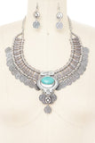 Women’s Turquoise Stone Pendant Boho Statement Bib Necklace | Zarnesh