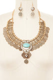 Women’s Turquoise Stone Pendant Boho Statement Bib Necklace | Zarnesh