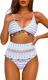 Women’s Two Pieces Color Ball Hight Waisted Bikini | Zarnesh