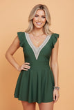 Women’s V-Neck Short Sleeve Ruffle Lace Swim Dress | Zarnesh