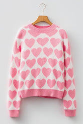 Women’s Valentine Heart Print Drop Shoulder Sweater | Zarnesh