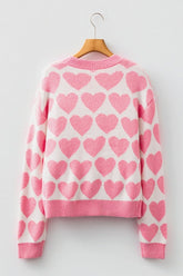 Women’s Valentine Heart Print Drop Shoulder Sweater | Zarnesh