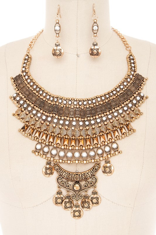 Women’s Vintage Inspired Boho Statement Bib Necklace Set | Zarnesh
