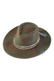 Women’s Vintage Olive Distressed Western Fedora Cowboy Hat | Zarnesh