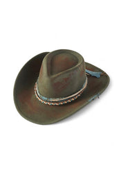 Women’s Vintage Olive Distressed Western Fedora Cowboy Hat | Zarnesh