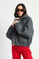 Women’s Vintage Washed Denim Zip Up Hoodie Jacket | Zarnesh