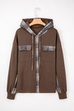 Women’s Waffle Patchwork Plaid Button-Up Hooded Shacket | Zarnesh
