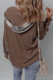 Women’s Waffle Patchwork Plaid Button-Up Hooded Shacket | Zarnesh