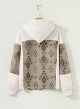 Women’s Western Aztec Print Hooded Colorblock Shacket | Zarnesh