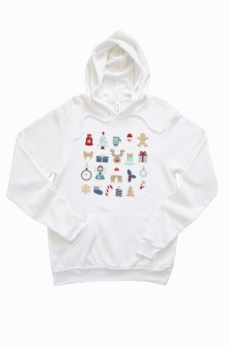 Women's White Christmas Festive Graphic Hoodie | Zarnesh