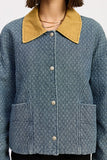 Women’s Wool Tweed Quilted Contrast Collar Snap Jacket | Zarnesh