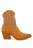 Women's Woven Pointy Western Booties | Zarnesh