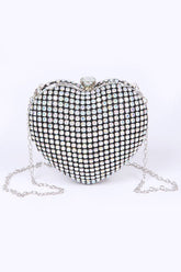 Womens Rhinestone Heart Shape Box Clutch | Zarnesh
