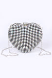 Womens Rhinestone Heart Shape Box Clutch | Zarnesh