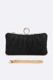 Womens Crbeqabe Ring Diamonds Pleated Metallic Box Clutch Bag | Zarnesh