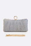 Womens Crbeqabe Ring Diamonds Pleated Metallic Box Clutch Bag | Zarnesh