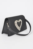 Womens Crystal Heart Satin Top Handle Rhinestone Clutch | Zarnesh