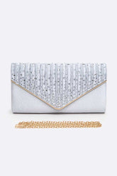 Womens Crystal Pave Pleated Satin Clutch Bag | Zarnesh