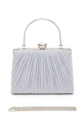 Womens Diamond Clasp Top Handle Pleated Box Clutch | Zarnesh