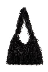 Womens Faux Feather Hobo Slouchy Bag | Zarnesh
