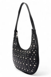 Womens Faux Leather Metal Studded Shoulder Hobo Bag| Zarnesh