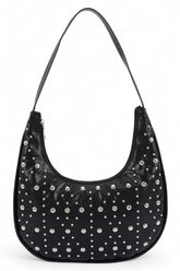 Womens Faux Leather Metal Studded Shoulder Hobo Bag| Zarnesh
