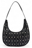 Womens Faux Leather Metal Studded Shoulder Hobo Bag| Zarnesh