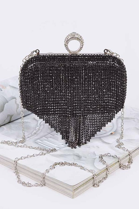 Womens Fringe Rhinestone Convertible Clutch Bag | Zarnesh
