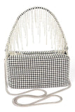 Womens Fringe Rhinestone Curtain Handle Clutch Bag | Zarnesh